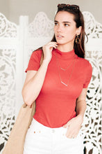 Load image into Gallery viewer, Annika Mock Neck Top In Rust
