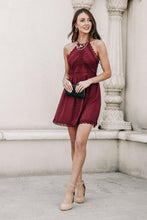 Load image into Gallery viewer, Hailey Lace Halter Dress in Wine - FINAL SALE