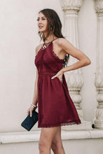 Load image into Gallery viewer, Hailey Lace Halter Dress in Wine - FINAL SALE