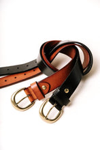 Load image into Gallery viewer, Black Genuine Leather Belt