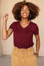 Load image into Gallery viewer, Essentials V Neck Tee in Berry