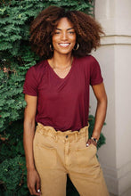 Load image into Gallery viewer, Essentials V Neck Tee in Berry