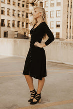 Load image into Gallery viewer, Button Down Knit Dress in Black