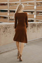 Load image into Gallery viewer, Button Down Knit Dress in Cognac