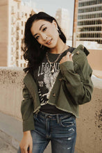 Load image into Gallery viewer, Cropped Olive Utility Jacket