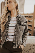 Load image into Gallery viewer, Acid Wash Denim Jacket in Charcoal