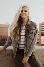 Load image into Gallery viewer, Acid Wash Denim Jacket in Charcoal