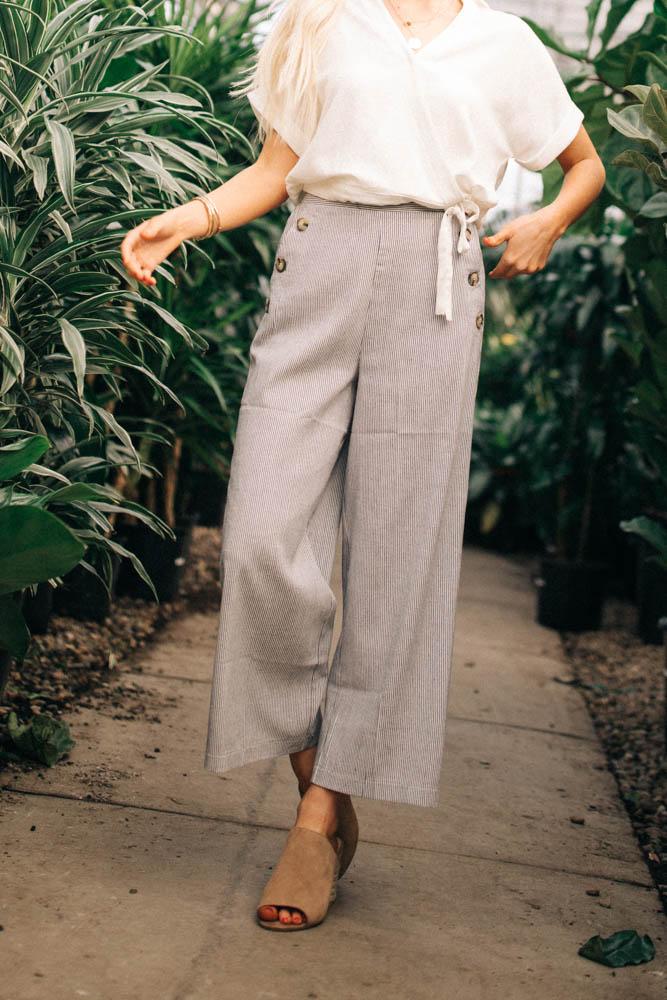 Georgia Wide Leg Striped Bottoms