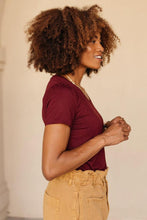 Load image into Gallery viewer, Essentials V Neck Tee in Berry
