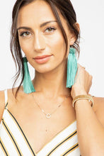 Load image into Gallery viewer, Wild &amp; Wanted Teal Tassel Earrings
