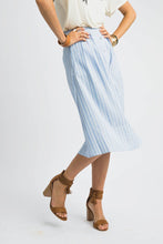Load image into Gallery viewer, Poppy Pinstripe Blue Midi Skirt
