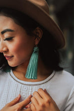 Load image into Gallery viewer, Wild &amp; Wanted Teal Tassel Earrings
