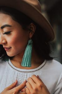 Wild & Wanted Teal Tassel Earrings